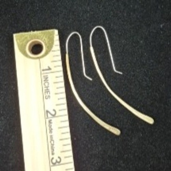 Vtg Gold Tone Threader Earrings 2.5" Long Minimalist Drop Dangle KR India - Picture 4 of 11